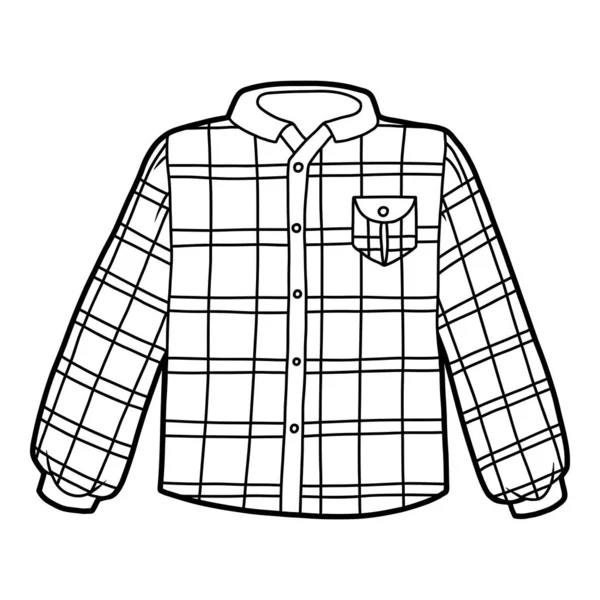 Coloring book, Men Scotch plaid shirt — Stock Vector