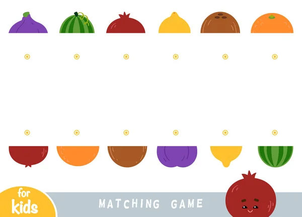 Матч игры для детей. Матч половинки, набор фруктов и овощей — стоковый вектор