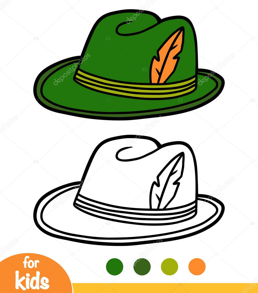 Coloring book, cartoon headwear, Tyrolean hat