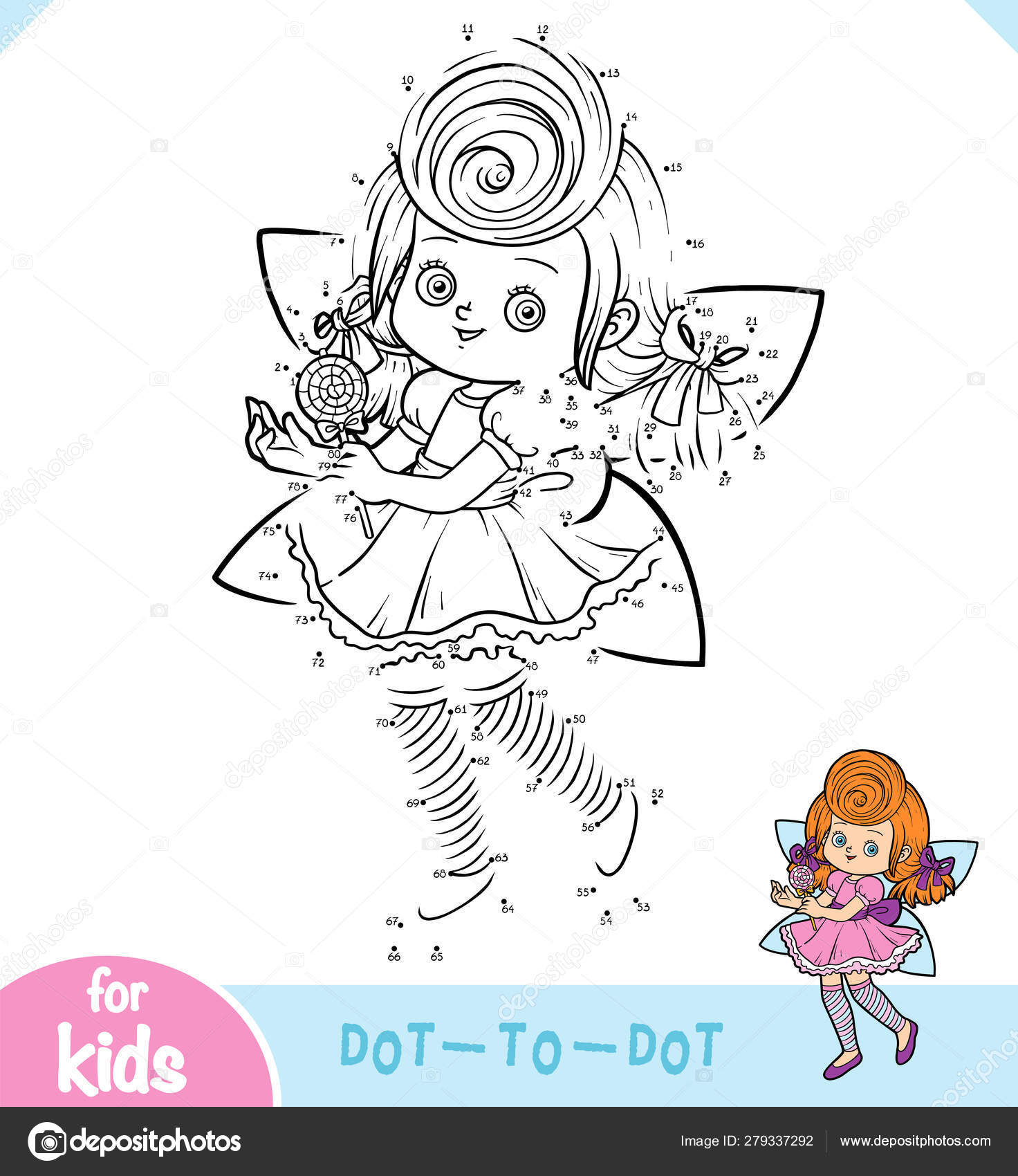 Игра Чисел, Образование Dot To Dot Game, Candy Fairy Векторное.