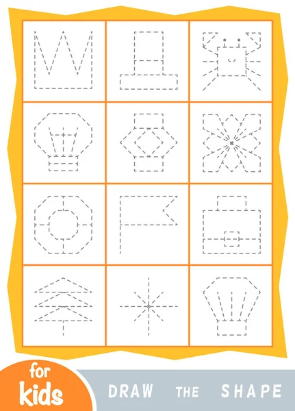 Dibuja las formas, juego de educación para niños. Replicar la imagen por líneas . — Archivo Imágenes Vectoriales