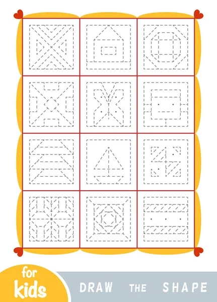 Desenhe as formas, jogo de educação para crianças. Replicar a imagem por linhas . — Vetor de Stock