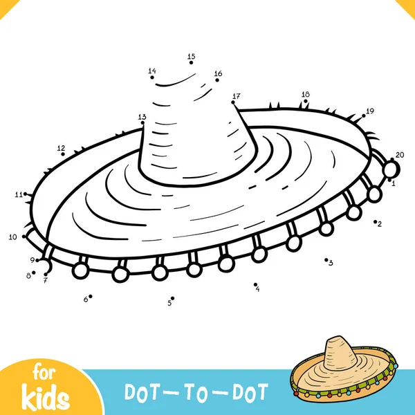 Игра чисел, Dot to dot игра для детей, Sombrero — стоковый вектор