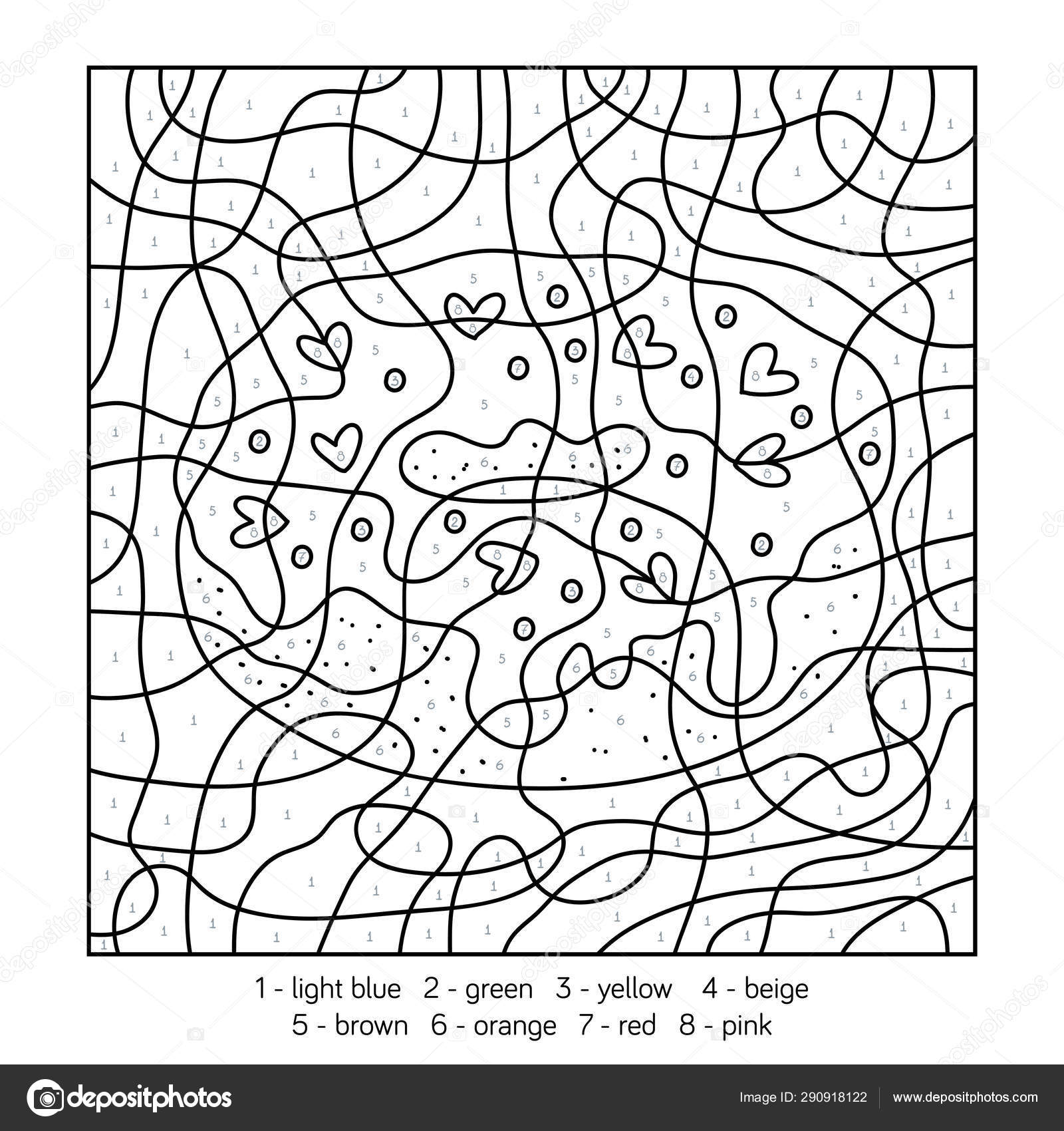 Color by number, education game, Donut Stock Illustration by ©ksenya