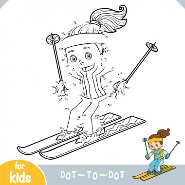 Sayılar oyunu, çocuklar için eğitim oyunu, Kız kayak