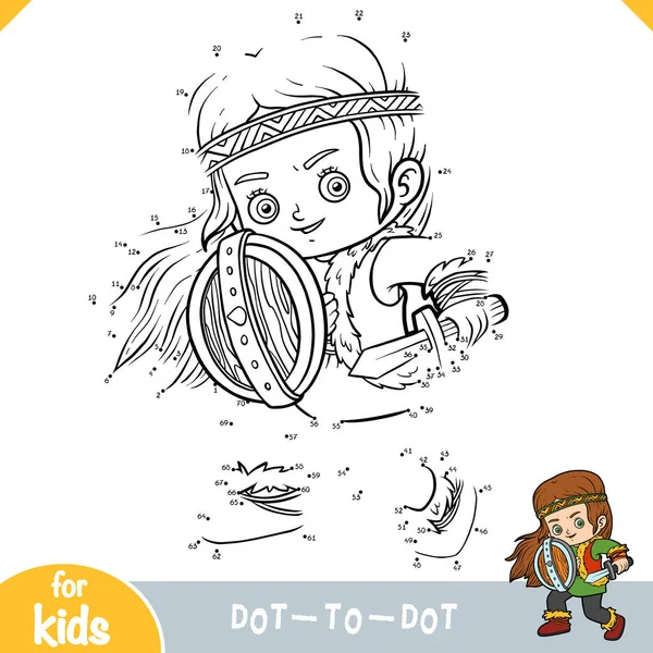 Sayılar oyunu, çocuklar için eğitim oyunu, kalkan ile Viking kız