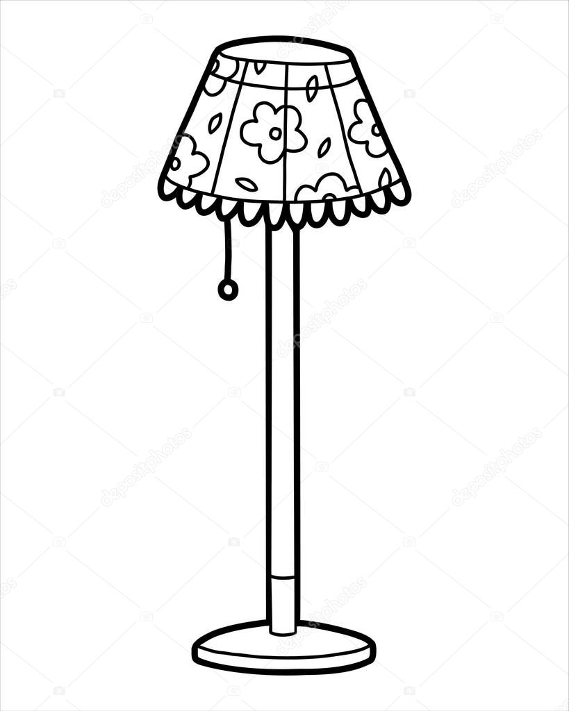 Coloring book, Floor lamp with a flower pattern