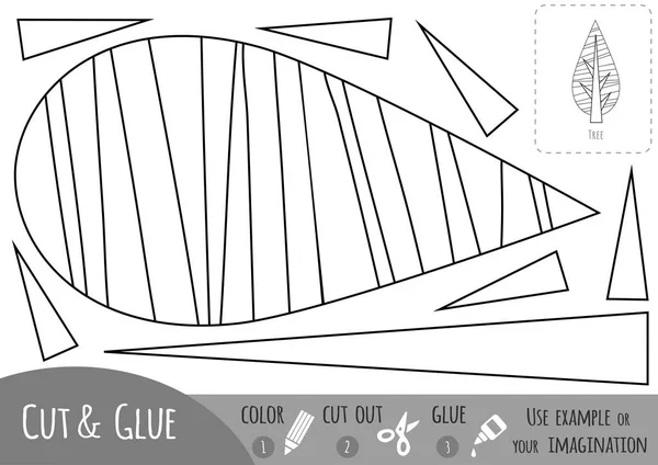 Lernpapierspiel für Kinder, Baum. Schere und Kleber verwenden, um das Bild zu erzeugen. — Stockvektor
