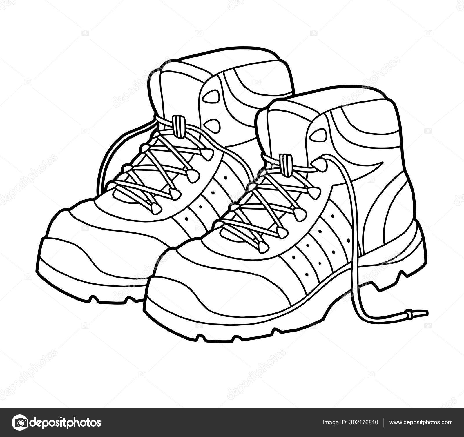 Coloring book, cartoon shoe collection. Hiking boots Stock Vector Image by  ©ksenya_savva #302176810