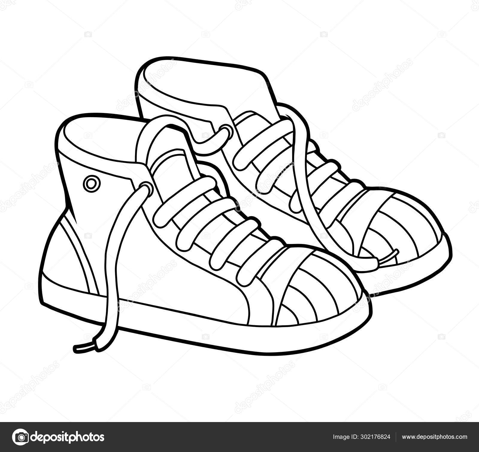 Coloring book, cartoon shoe collection. Sneakers Stock Vector Image by  ©ksenya_savva #302176824