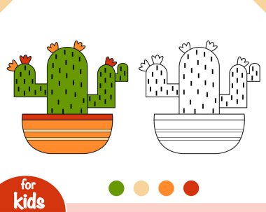 Boyama kitabı. Houseplants, Kaktüs karikatür koleksiyonu