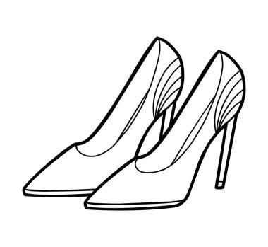 Boyama kitabı, karikatür kadın ayakkabı