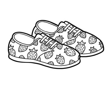 Boyama kitabı, karikatür ayakkabı koleksiyonu. Plimsolls