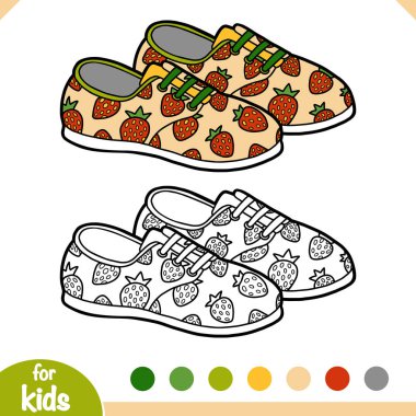 Boyama kitabı, karikatür ayakkabı koleksiyonu. Plimsolls