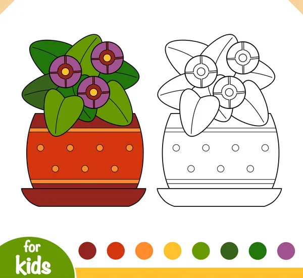 Livro para colorir, planta Viola —  Vetores de Stock