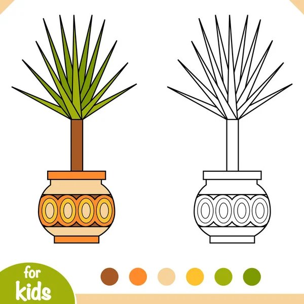 Livro de colorir. Coleção de desenhos animados de plantas da casa, Yucca —  Vetores de Stock