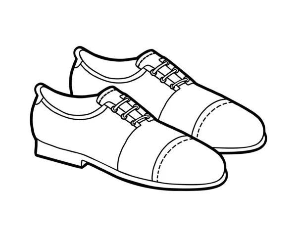 Buku mewarnai, koleksi sepatu kartun. Lace-up pria sepatu - Stok Vektor