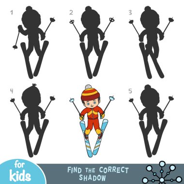 Doğru gölgeyi bul, eğitim oyunu, kayak çocuğu