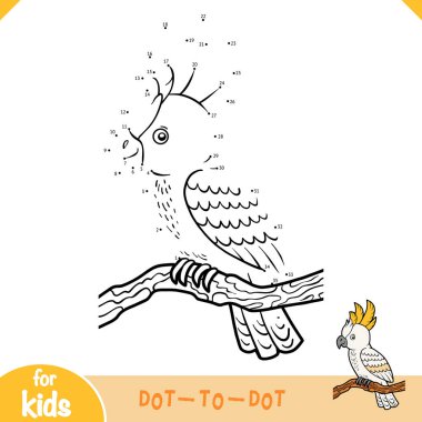 Numaralar oyunu, çocuklar için eğitim oyunu, sülfür armalı papağan.