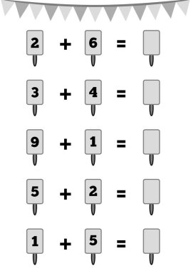 Anaokulu çocukları için sayım oyunu. Eğitici bir matematik oyunu. Ek görevler, dondurma.