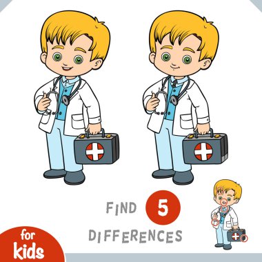 Farklılık bul, çocuklar için eğitim oyunu, küçük çocuk doktoru.