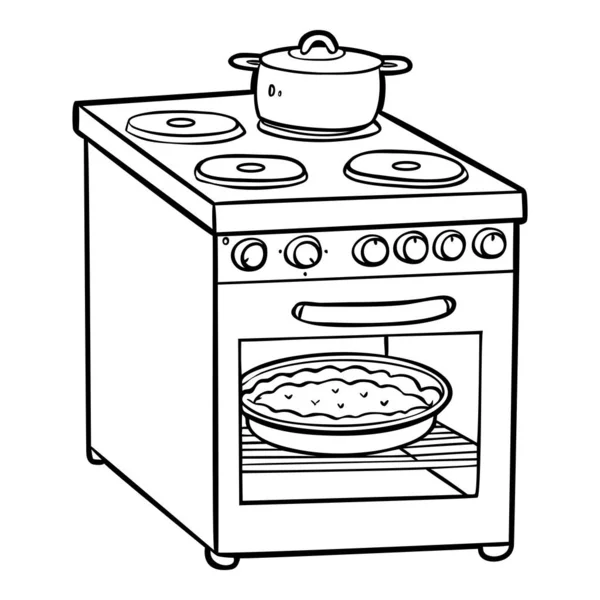 Coloring book for children. Electric stove — Stock Vector