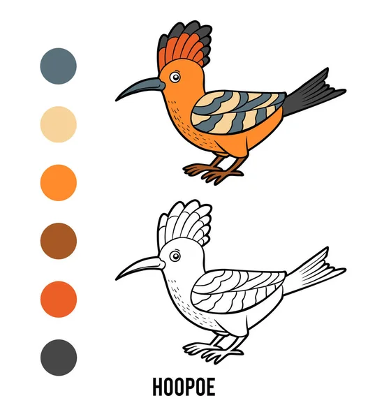 Livro para colorir, Hoopoe — Vetor de Stock