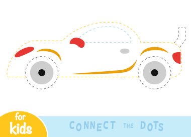 Noktaları birleştir, çocuklar için eğitim oyunu, çizgi film spor arabası