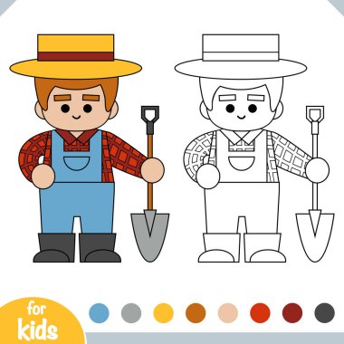 Çocuklar için boyama kitabı, kürekli çiftçi.