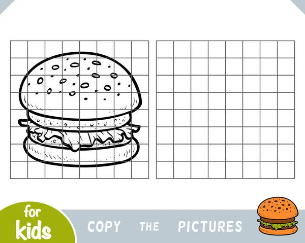 Kopieren Sie Das Bild Bildungsspiel Für Kinder Cartoon Burger — Stockvektor