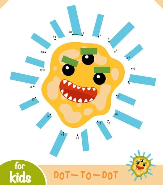 Αριθμοί Παιχνίδι Εκπαίδευση Dot Dot Παιχνίδι Για Παιδιά Χαριτωμένο Βακτήρια — Διανυσματικό Αρχείο