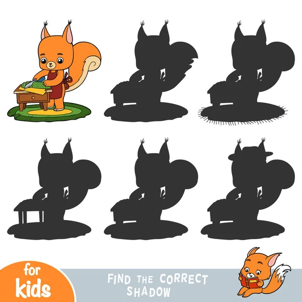 Βρείτε Σωστή Σκιά Παιχνίδι Εκπαίδευσης Για Παιδιά Χαριτωμένο Σκίουρος Μαγειρεύει — Διανυσματικό Αρχείο