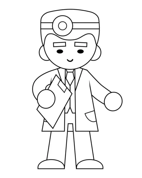 Libro Para Colorear Para Niños Doctor Con Portapapeles — Vector de stock