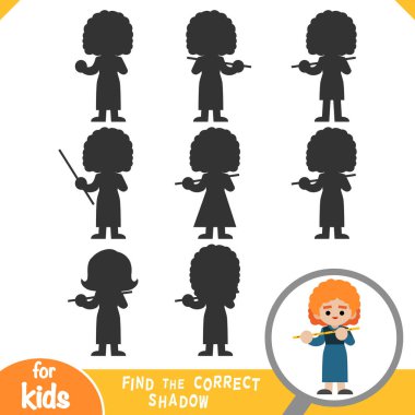 Doğru gölgeyi bul, çocuklar için eğitim oyunu, müzisyen kadın ve flüt