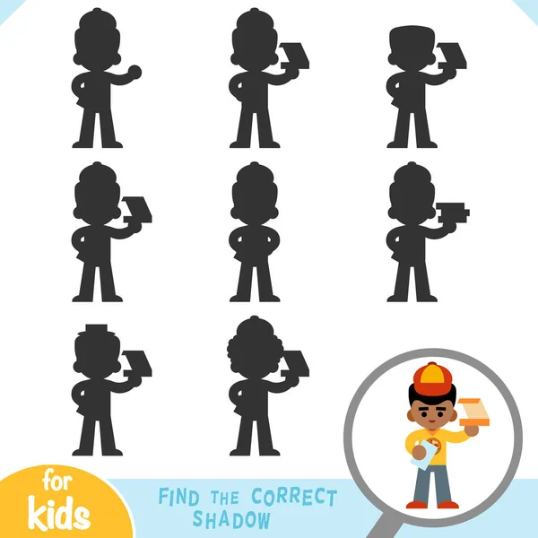Trouver Ombre Correcte Jeu Éducation Pour Les Enfants Livreur Pizza — Image vectorielle