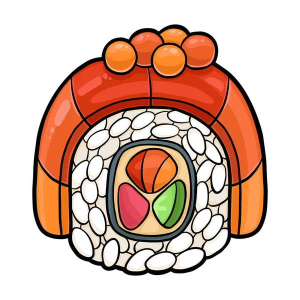 Ilustración Vectorial Dibujos Animados Para Niños Rollo Sushi Salmón — Vector de stock