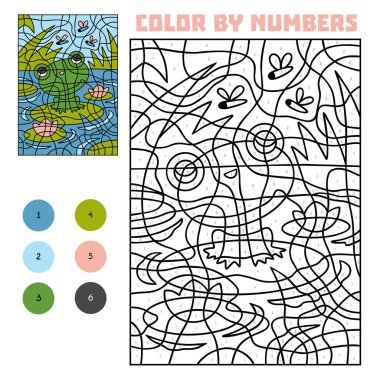 Rakamlara göre renk, çocuklar, kurbağalar ve sivrisinekler için eğitim oyunu