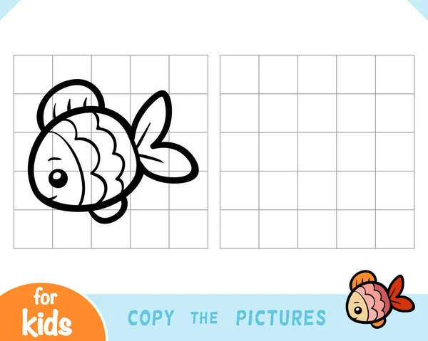 Αντιγράψτε Την Εικόνα Παιχνίδι Εκπαίδευσης Για Παιδιά Ψάρια — Διανυσματικό Αρχείο