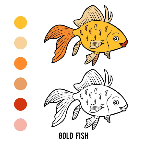 Målarbok För Barn Goldfish — Stock vektor