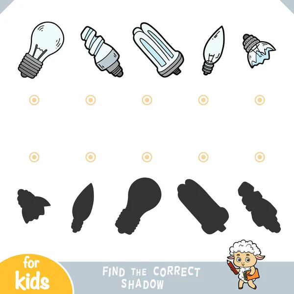 Βρείτε Σωστή Σκιά Παιχνίδι Εκπαίδευσης Για Παιδιά Σετ Διανυσματικών Λαμπτήρων — Διανυσματικό Αρχείο