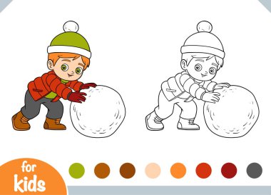 Çocuklar için boyama kitabı, Oğlan ve bir kar topu