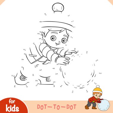 Rakamlar oyun, eğitim çocuklar için nokta nokta oyun, Çocuk ve bir kar topu