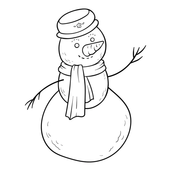 Målarbok För Barn Snowman — Stock vektor