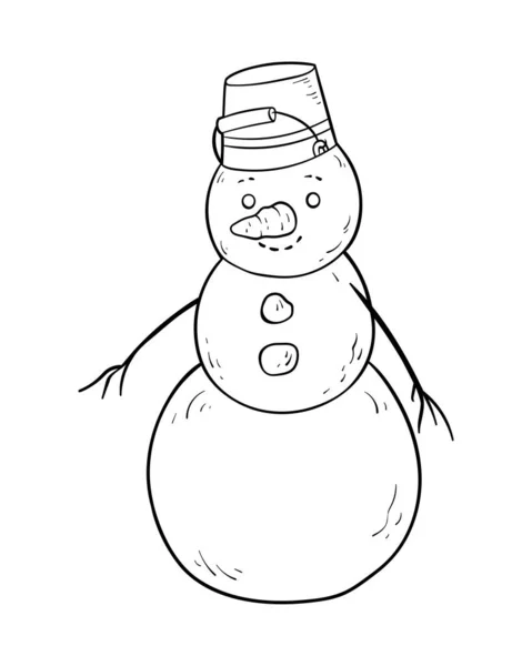 Coloring Book Children Snowman — Stock Vector