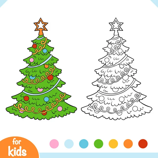 Livro Para Colorir Para Crianças Árvore Natal —  Vetores de Stock