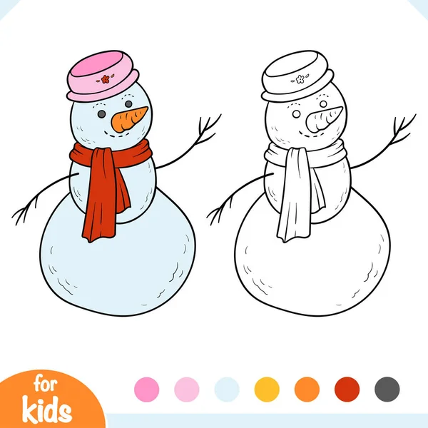 Coloring Book Children Snowman — Stock Vector