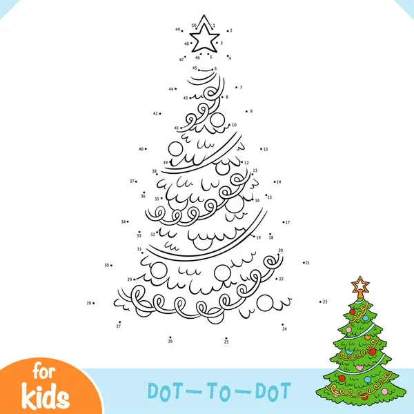 Numbers Game Education Dot Dot Game Children Christmas Tree — Stock Vector