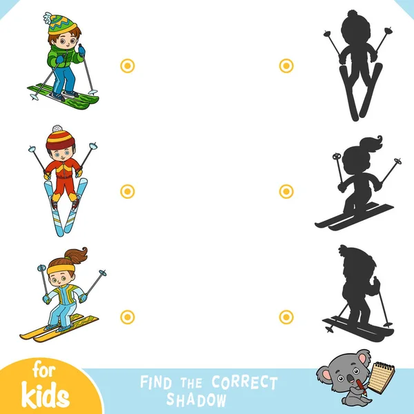 Βρείτε Σωστή Σκιά Παιχνίδι Εκπαίδευσης Για Παιδιά Αγόρια Και Κορίτσια — Διανυσματικό Αρχείο