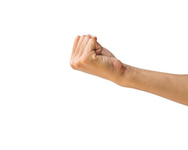 Yolu el hareketleri beyaz arka plan üzerinde izole kırpma. El bir simge geniş yapım yumruk hareketi. Yan el hareketi.