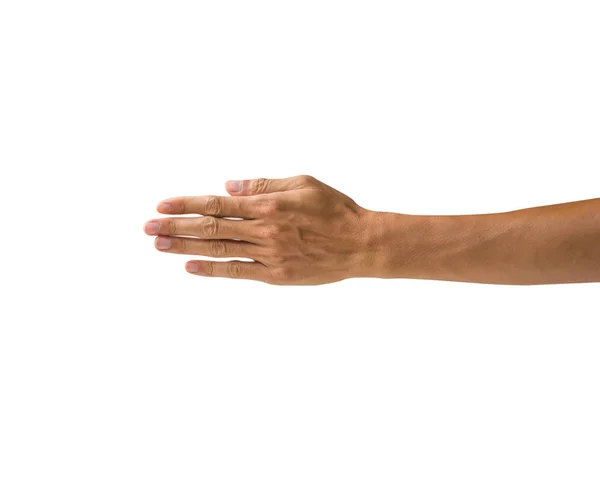 Prendendo Gestos Mão Caminho Isolado Fundo Branco Mão Marcada Sinal — Fotografia de Stock
